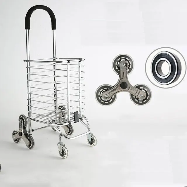 

Folding Shopping Cart Small Cart Trolley Portable Home Light Climbing Elderly Trolley