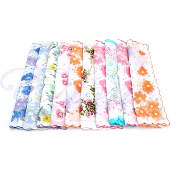 

10Pcs/Set Floral Handkerchief 100% Cotton Made Soft Design Suitable for Any Age