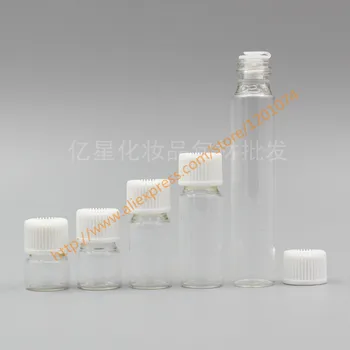 

1ml/2ml/3ml/5ml/10ml clear Glass Bottle(long neck) With white plastic cap.Essential Oil Container,mini container,sample bottle
