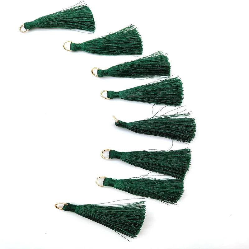 Wholesale 10 Pcs Silky Handmade Soft Craft Mini Tassels with Loops for Jewelry Making, DIY Projects, Bookmarks Accessories - Цвет: Army Green