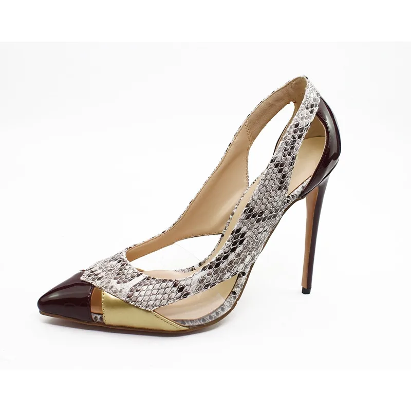 12CM Heel Height Женские туфли-лодочки; модные туфли из натуральной кожи на высоком каблуке-шпильке с острым носком; сезон весна-лето; свадебные туфли; женские вечерние туфли-лодочки; D008A - Цвет: 12CM Heel Height