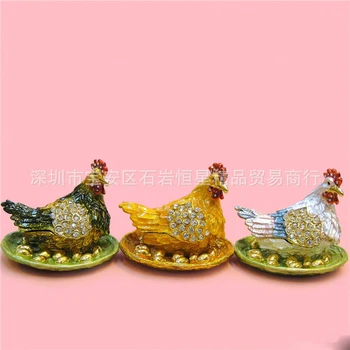 

European metal crafts Enamel painting craft gift Lay eggs of hens,chickens,desktop Decoration home ornaments gift(A380)