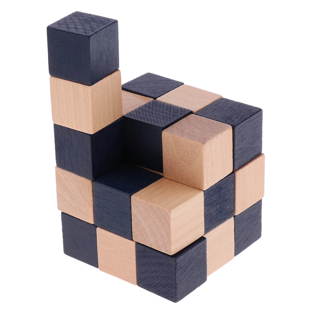Challenge Yourself ! Disassemble and Assemble It- Classic Wooden Kong Ming Lock Brain Teaser Intelligence Puzzle Game Toy  