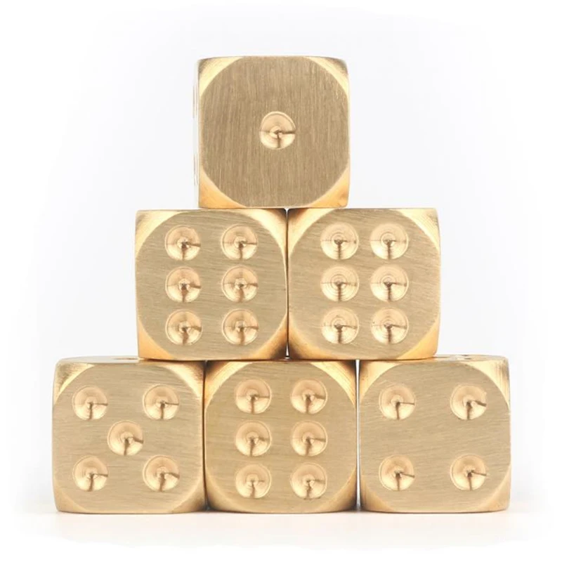 Manual Polishing Solid Brass Dice Club Bar Supplies Copper Alloy Drinking Dice Entertainment