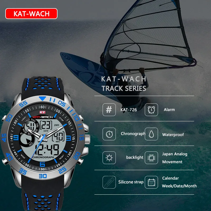 KAT WACH спортивные часы для мужчин лучший бренд класса люкс Водонепроницаемый