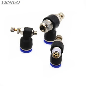 

SL" Pneumatic Speed Flow Controller L type 4-12mm OD Hose Tube 1/8" 1/4" 3/8" 1/2"BSP Male Gas Airflow Limit Valve Quick Fitting