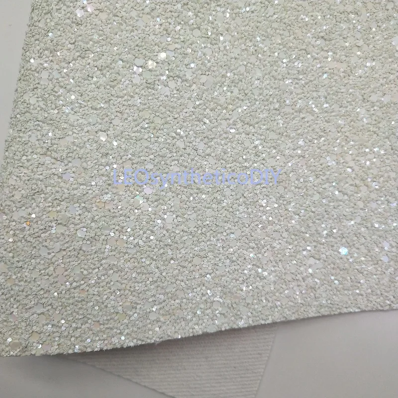 

1PC 21X29CM WHITE Glitter Fabirc, Chunky Glitter Leather, Glitter Leather Sheets For Making Bows LEOsyntheticoDIY T229A