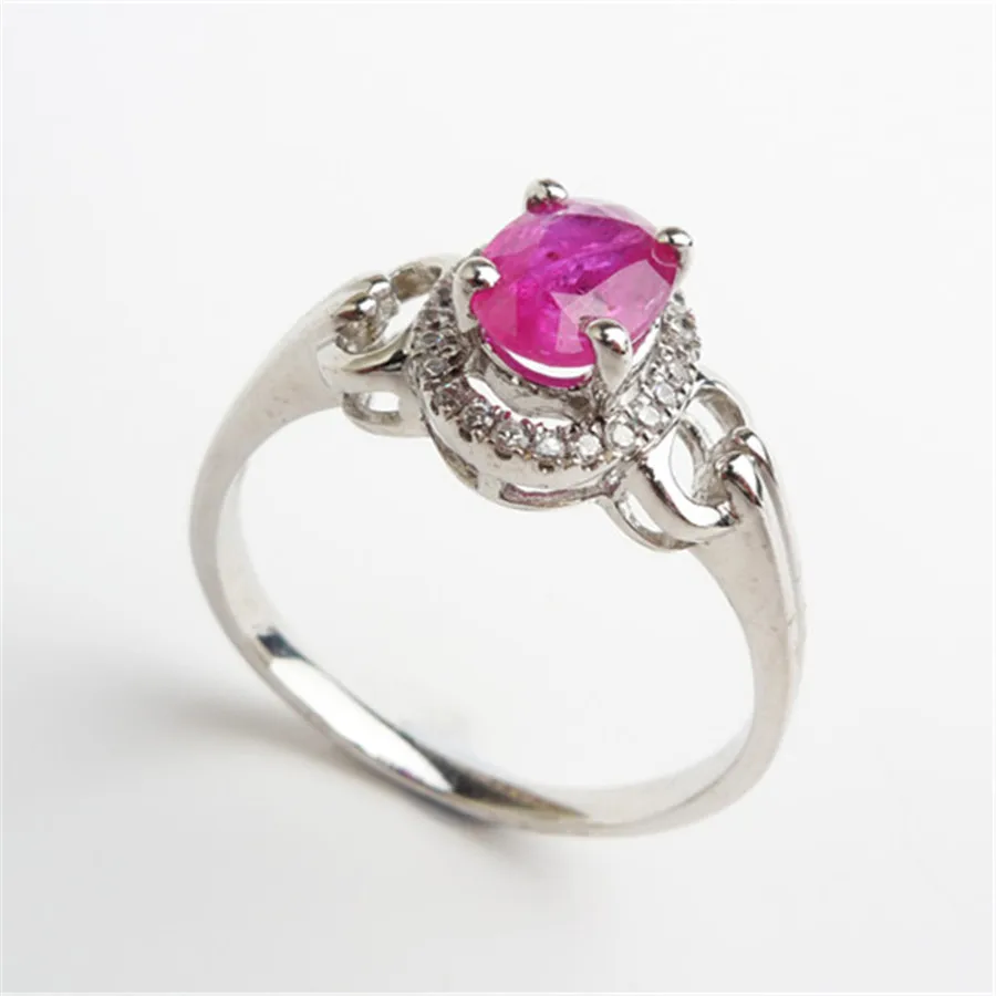 

Natural Red Gem Stone Translucent Crystal Rings For Women 925 Sterling Silver Wedding Engagement Ring Size 8