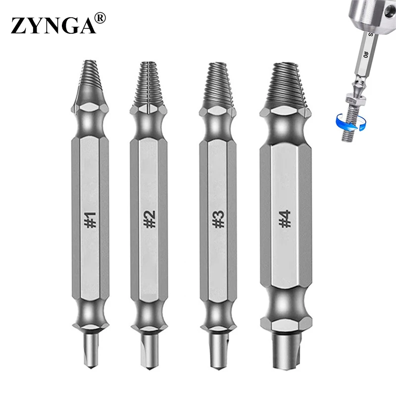 4pcs Damaged Screw Extractor Drill Bit Set Easily Take Out Broken Screw