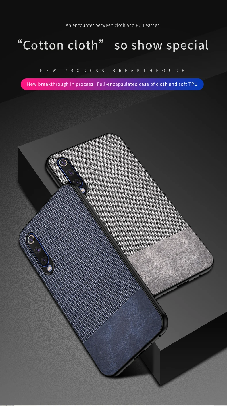 Case For Xiaomi Mi 9 Case Luxury Cloth Fabric Leather Case for xiaomi mi9 Phone Case Soft TPU Frame Hard PC Cover Shell (16)
