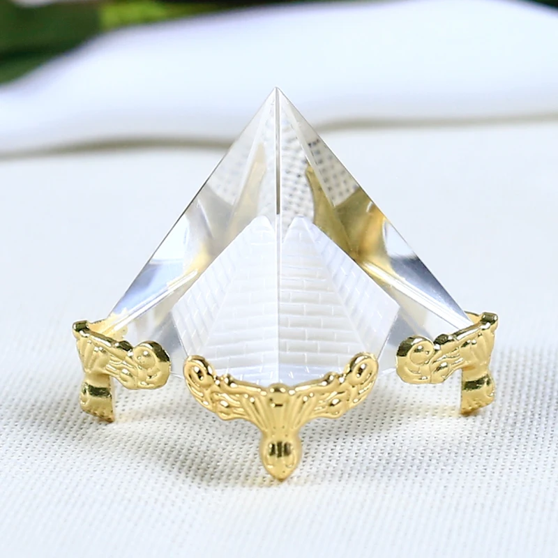 4 см Натуральный прозрачный кристалл Пирамида миниатюрные фигурки лазерная гравировка украшения прозрачный Рейки Исцеление украшения дома подарки