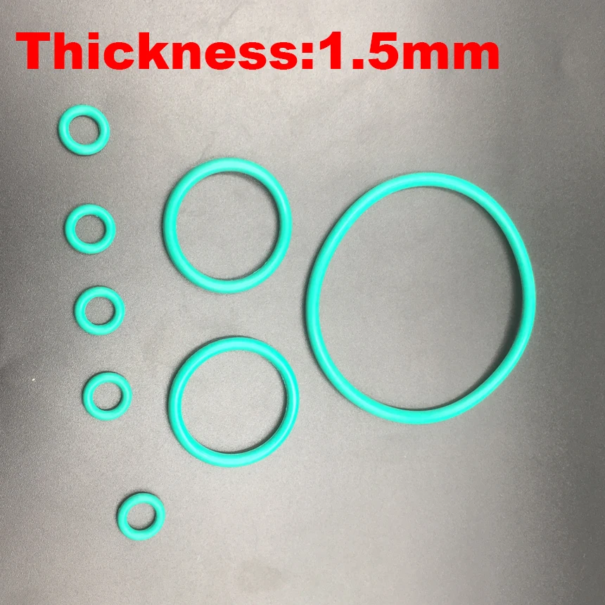 

90pcs 4x1.5 5x1.5 5*1.5 6x1.5 6*1.5 7x1.5 7*1.5 (OD*Thickness) Green Viton FKM Fluorine Rubber O Ring O-Ring Oil Seal Gasket