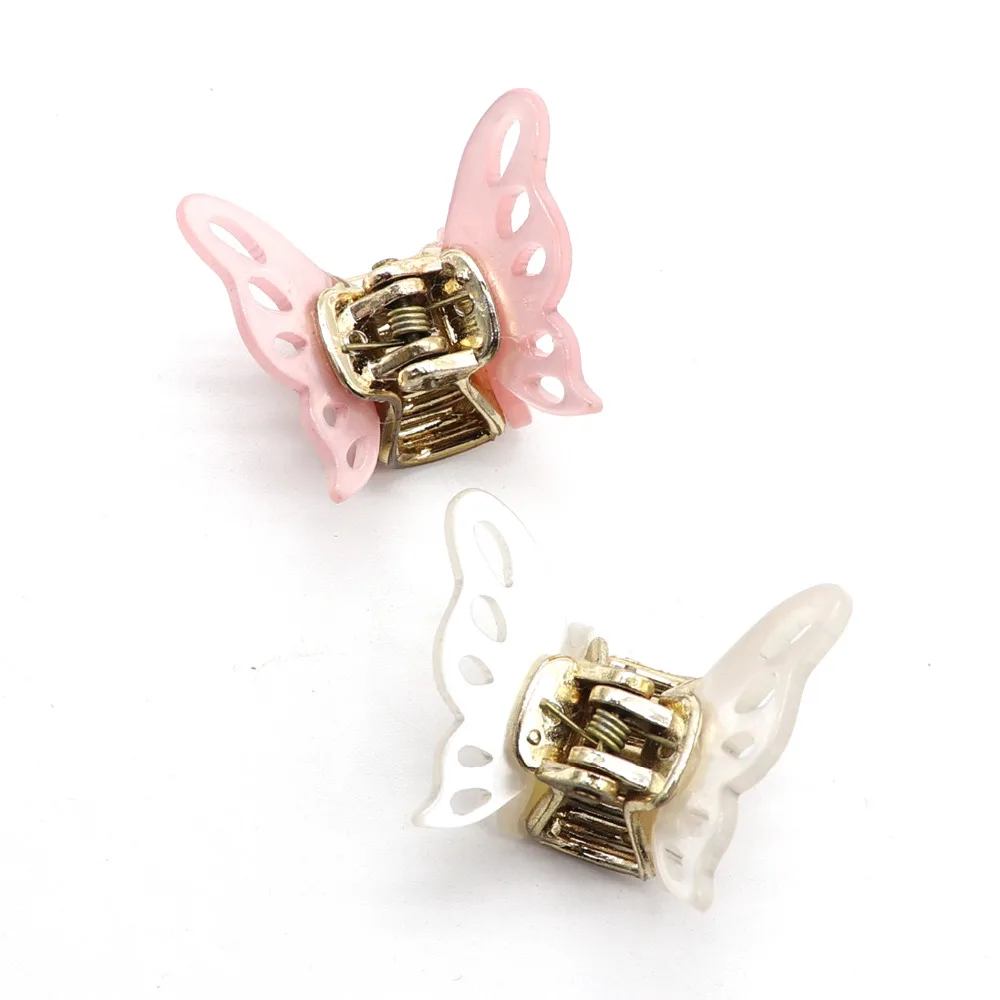 2pcs/set Acrylic Openwork Butterfly Fashion Hair Clip Claw Pink White