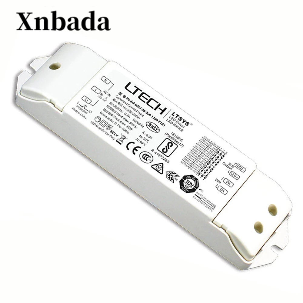 LTECH DALI-36-200-1200-E1A1 Диммируемый драйвер светодиодов AC200-240V вход 36 Вт 200-1200ма выход CC