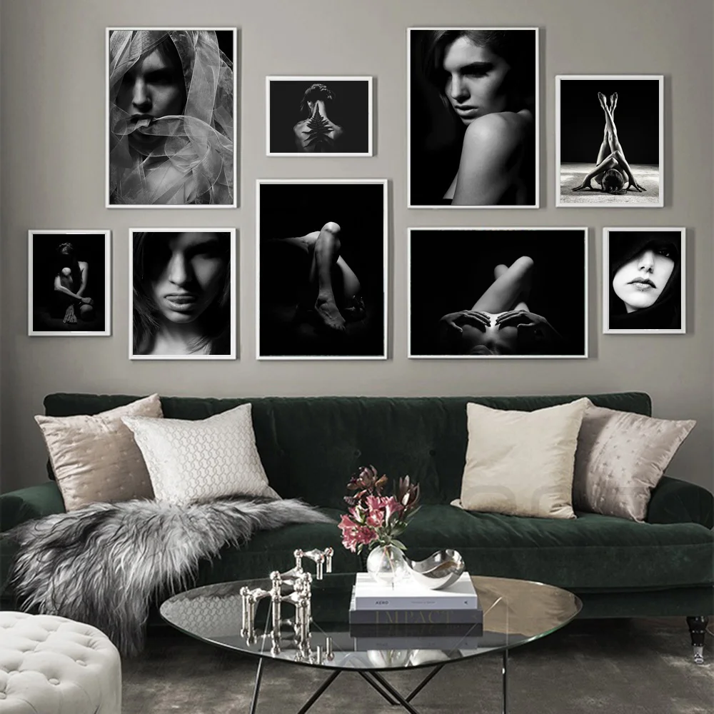 

Black White Art Photo Sexy Women Nordic Posters And Prints Wall Art Canvas Painting Wall Pictures For Living Room Bedroom Decor