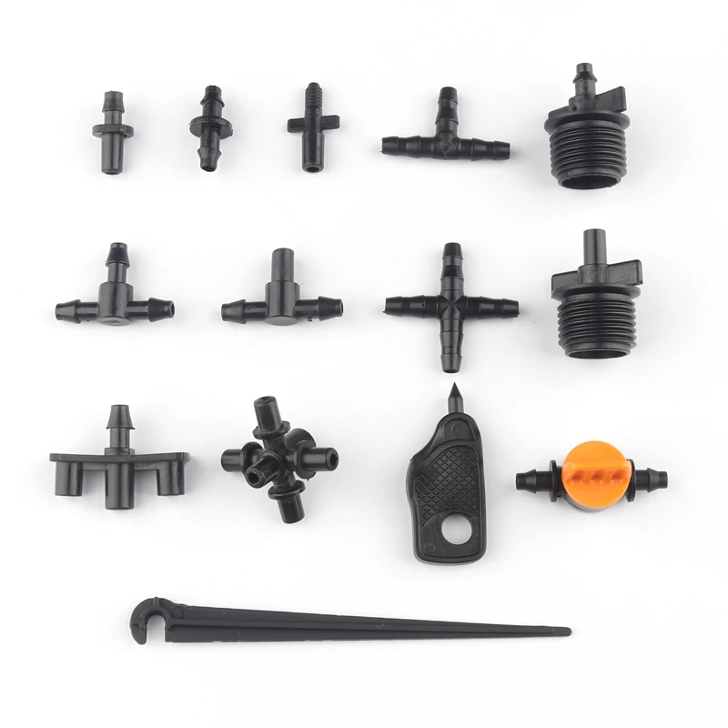 

50pcs 14Kinds 4/7mm Garden Hose Connectors Micro Drip Irrigation Water Pipe Joints Tee Pipe Splitters Hose Plug Water Connectors