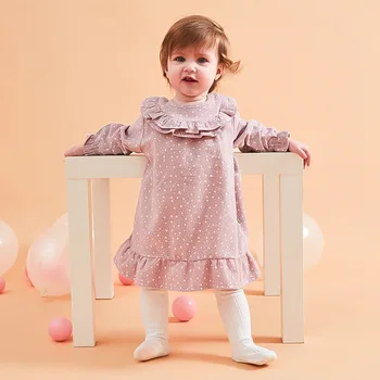 

Girls dress cotton girls long-sleeve cute children's dress kids floral dresses for girls baby girl clothes CHD10090