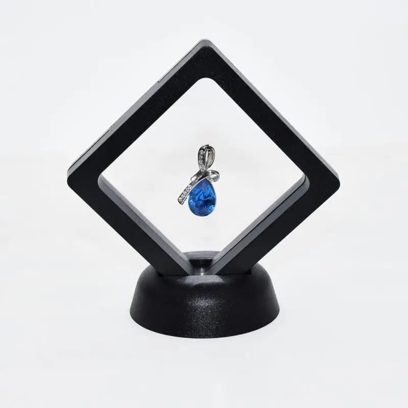 

HOT Square 3D Albums Floating Frame Holder Coin Box Jewelry Display Show Case 7X7cm With Base