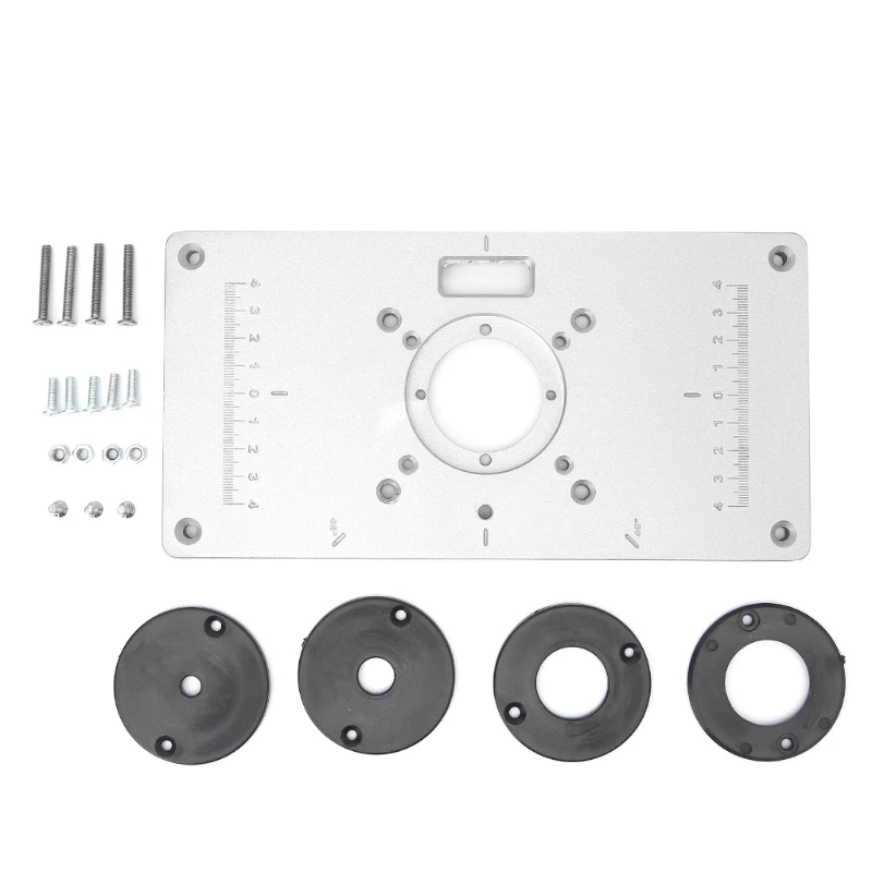 

New Arrive 700C Aluminum Router Table Insert Plate + 4 Rings Screws For Woodworking Benches Retail/wholesale