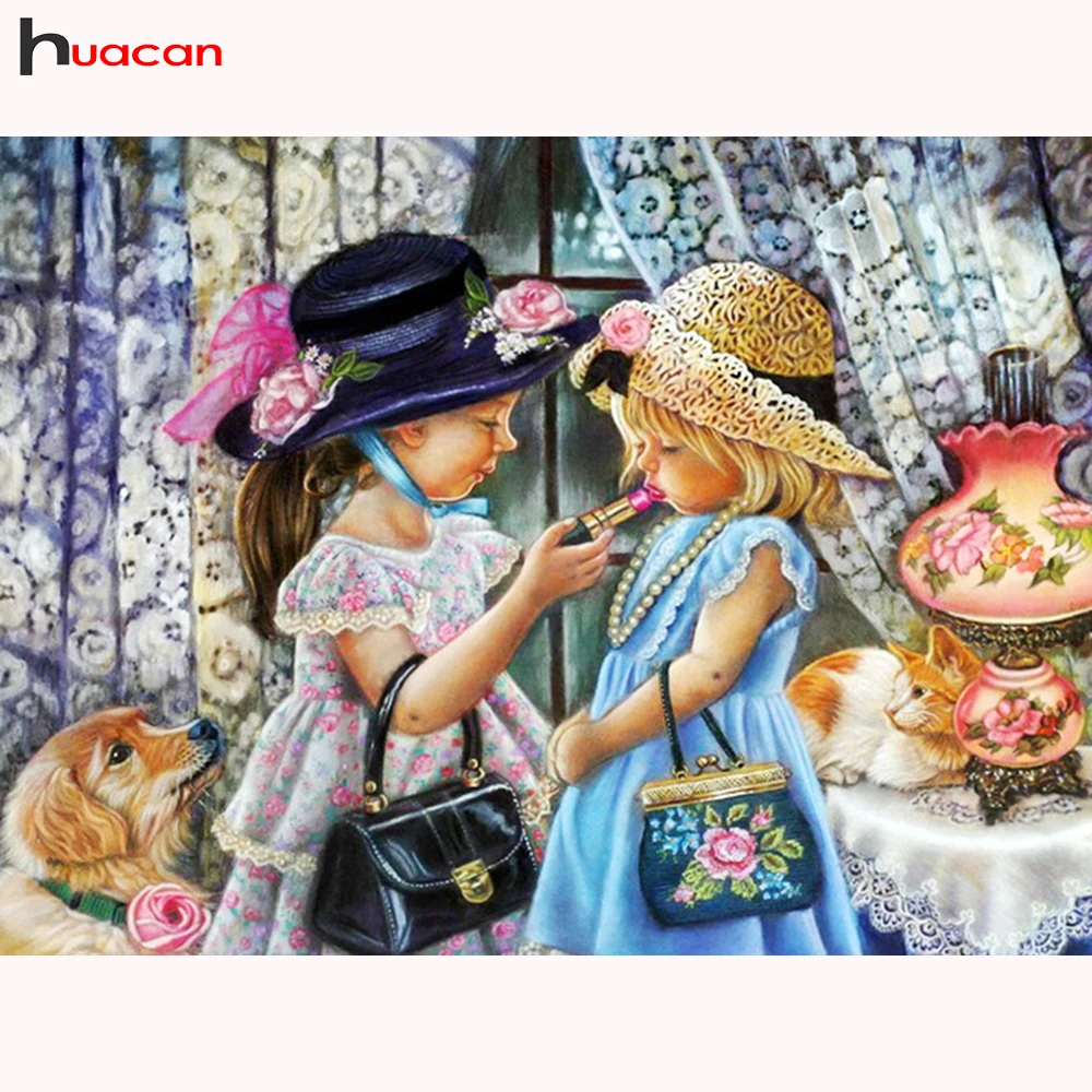 

Diamond Embroidery Cross Stitch Girls Rhinestones Portrait Diamond Painting Full Drill Diamond Mosaic Pattern Sewing Knitting