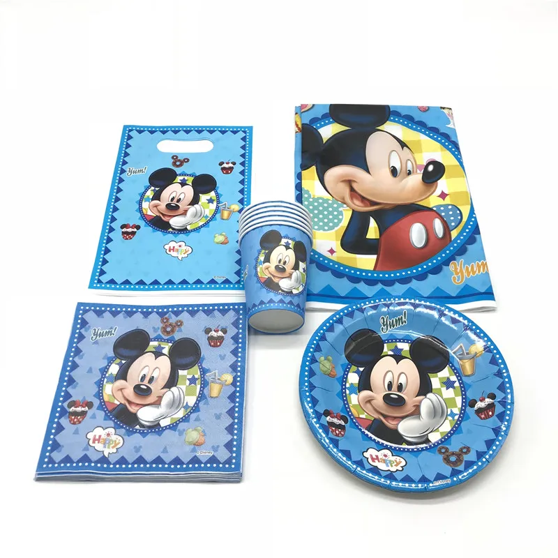 

Disney Mickey Mouse 47Pcs Paper Cup Plate Napkin Family Party Tablecloth Boy Birthday Party Candy Gift Bag Decoration Supplies