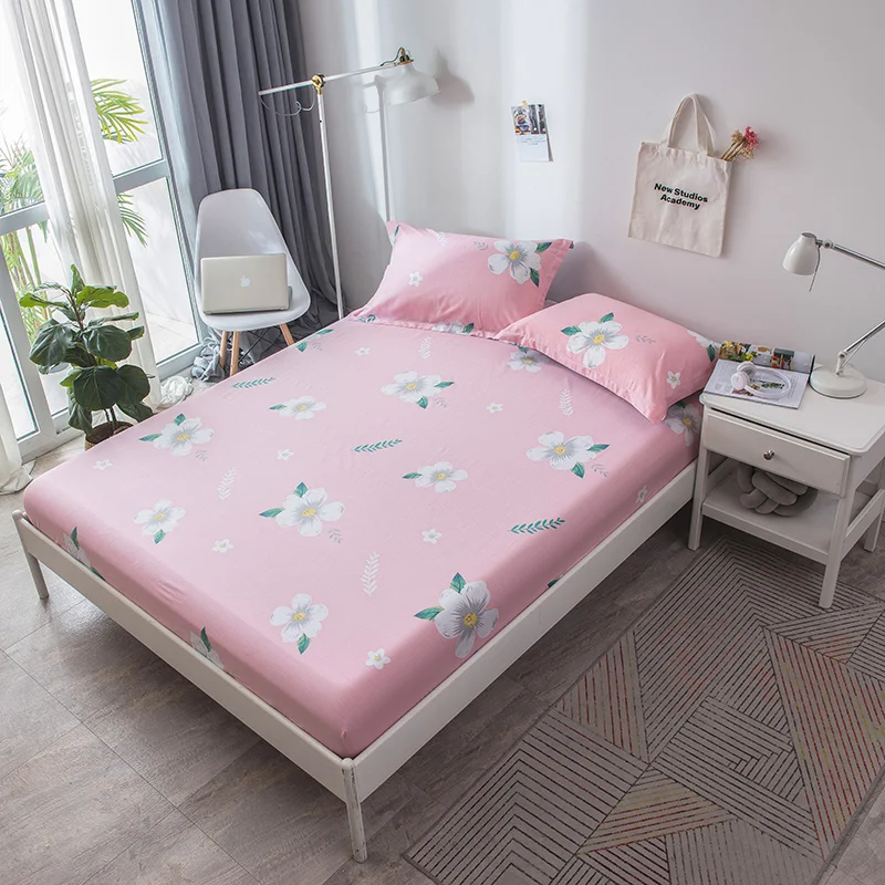 

Home Textile 100% Cotton Sheets Mattress Cover Bed Sheet Fitted Sheet Bedspread Twin Full Queen 3 Size