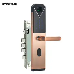 CYPATLIC JCF3325B Медь Цвет деревянная дверь Cerradura Пуэра умный Keyless Отпечатков пальцев замок с цифровой клавиатуры