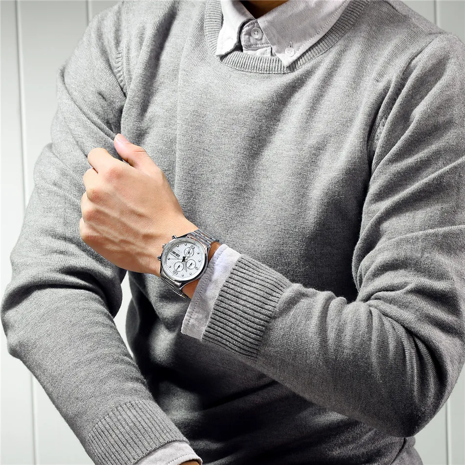 Relogio masculino GUANQIN новые брендовые Роскошные Мужские автоматические часы Date16100 мужские деловые полностью стальные водонепроницаемые механические часы A