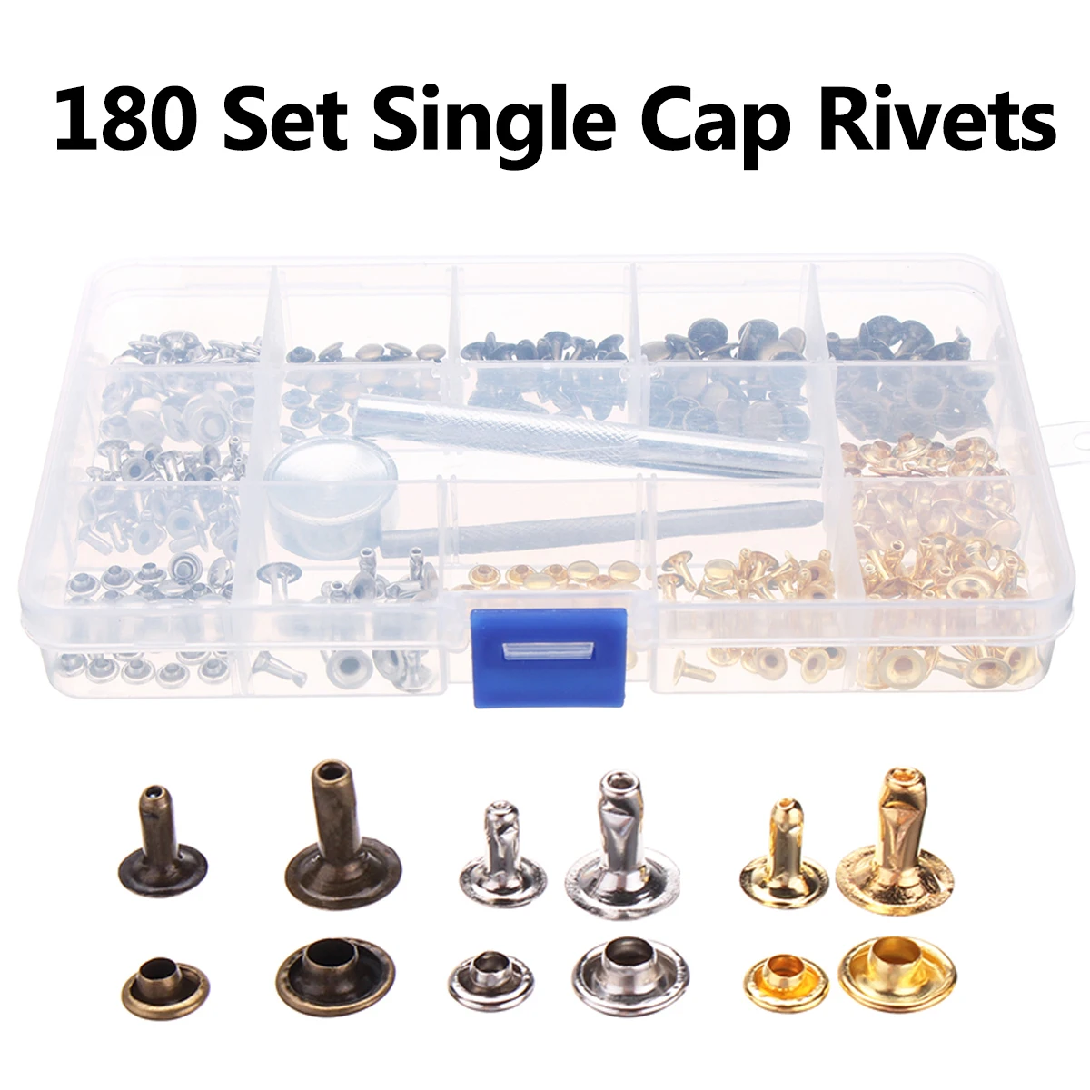 Buy 180pcs Silver Gold Single Cap Rivet Set Tubular