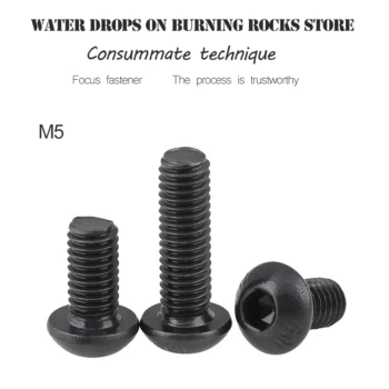 

60Pcs M5 bolts m5x6/8/10/12/14/16/lot screws Hex Socket Round Head Cap Black Screw Furniture Fastener Bolt M5*L