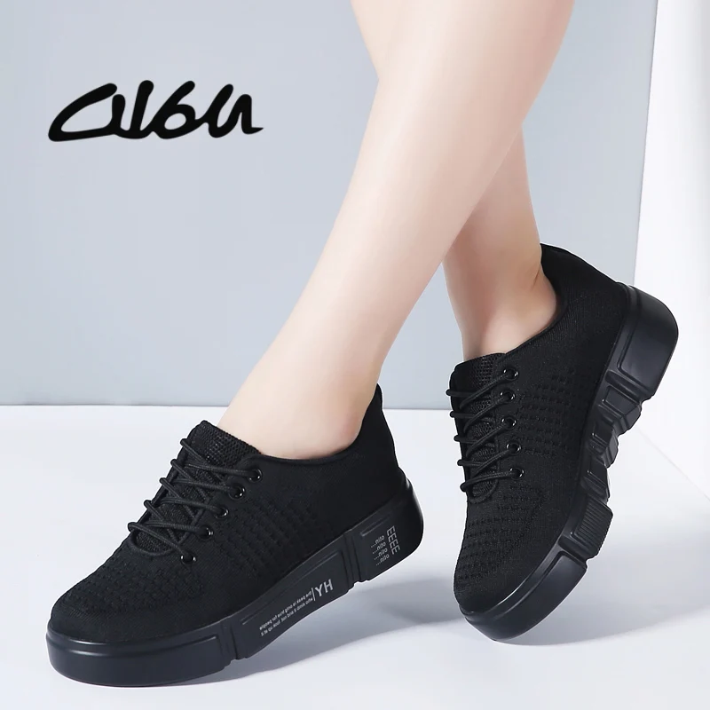 

O16U Spring NEW Women Sneakers Shoes Ladies lace up flat Platform white sneakers for Women Mesh Sock Casual Shoes Creepers Pink