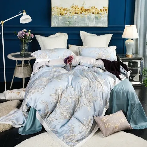 bedding set 6 Роскошный серый, зеленый, красный, 600TC, комплект постельного белья из Тенсел и шелка, Королевский размер, комплект постельного белья, пододеяльник, простыня/постельное белье, наволочки, ropa de cama - Цвет: bedding set 6