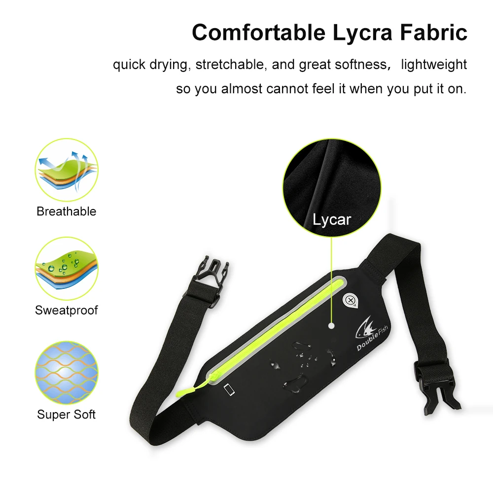 Double fish running bag waterproof Lycra fabric running waist bag for 5.5 6.5 inch phones Running Case cell phones Double fish running bag waterproof Lycra fabric running waist bag for 5.5 6.5 inch phones Running Case cell phones