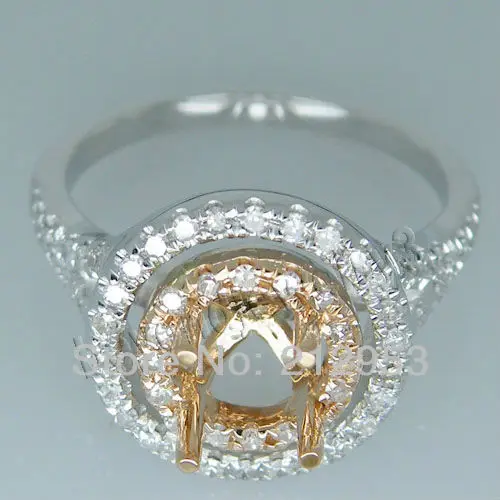

Vintage Round 6mm Solid 18kt Setting Ring Two Tone Gold White Gold, Rose Gold Engagement Setting Ring SR290