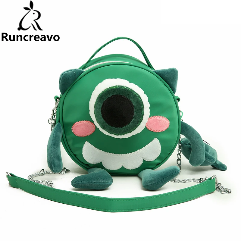 

Cute Cartoon Fashion Little Green Monster Round Female Casual Totes Shoulder Bag Handbag Crossbody Messenger Bag Chain Purse sac