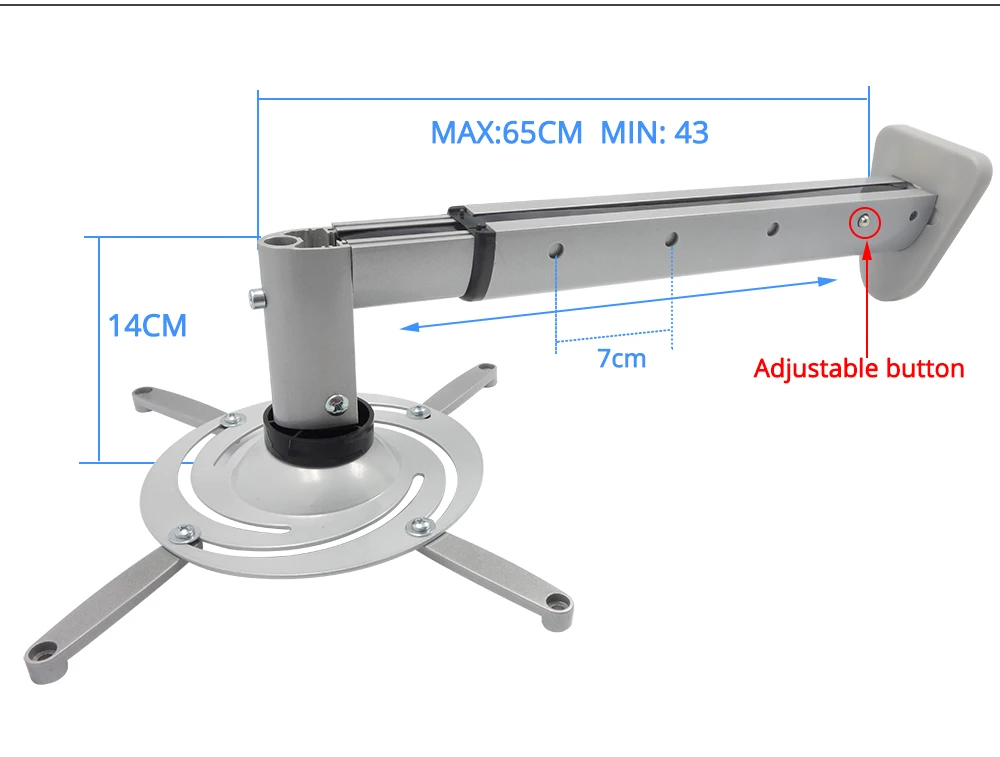 Настенное крепление для проектора ультра длинный алюминиевый сплав 360 градусов Универсальный Выдвижной Макс 632 мм держатель для проектора