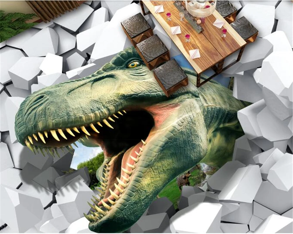 beibehang papel de parede 3d Custom dinosaur world floor stereoscopic