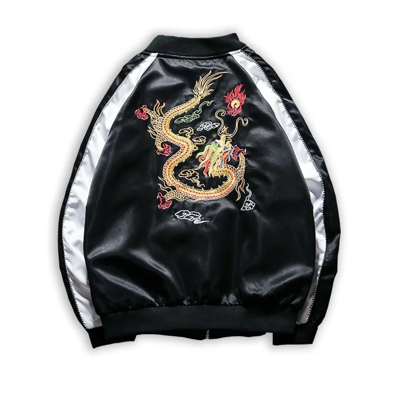 

Embroidery Dragon Bomber Jacket Men Jacket Streetwear Hip Hop Baseball Jacket