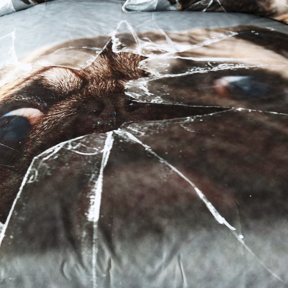 Постельное белье Outlet 3D Мопс Комплект постельного белья для домашних животных бульдог пододеяльник набор Vivid Bloken стекло домашний текстиль животное серое постельное белье 3 шт. King