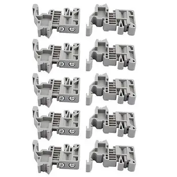 

10 Pcs E/UK 35mm Din DIN Rail End Screw Clamp Terminal Fixed Block Gray
