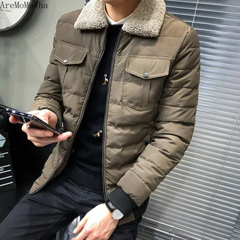 

AreMoMuWha 2018 Winter New Men's Korean Version Repair Lapel Multi-pocket Tide Coat Young Man Maolingaozi Mens Winter CoatsQX199