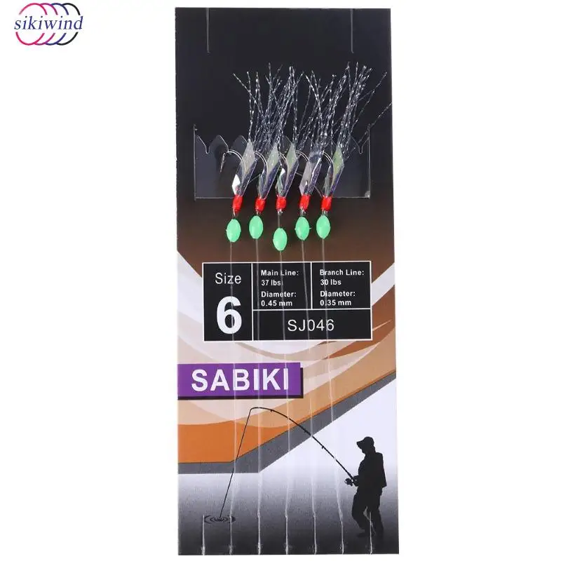 

3/5/6pcs Sabiki Fishing Lures Simulation Barbed Hook Rigs Sabiki Size 6 Lure Artificial Lure Worn Hook Fish Tackle Accessories