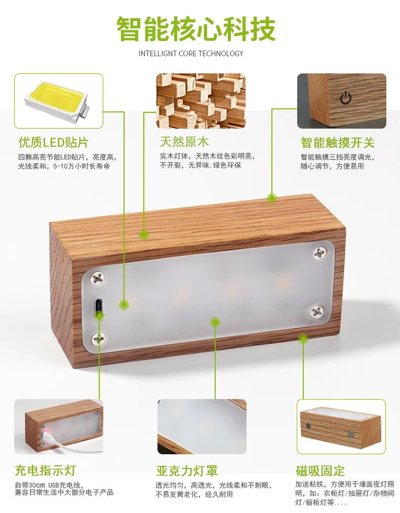 Светодиодный ночник HOTFUN с питанием от USB настольная лампа деревянный