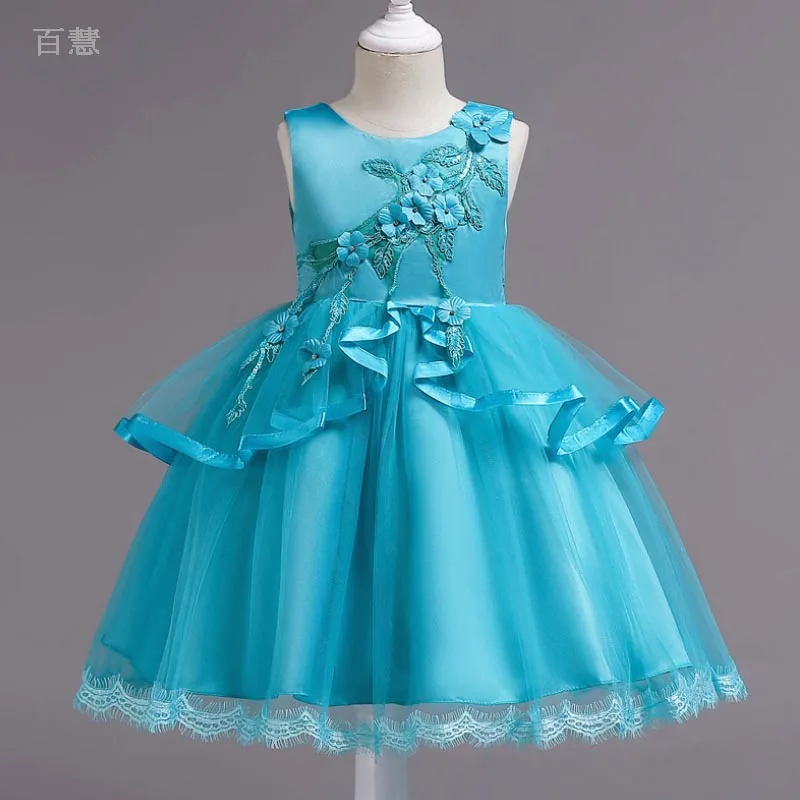 

Yarn Princess girls Dress Kids vest Sleeveless tutu Floral Dresses Birthday Ball Gown Dresses for Girl Kids vestido infantil