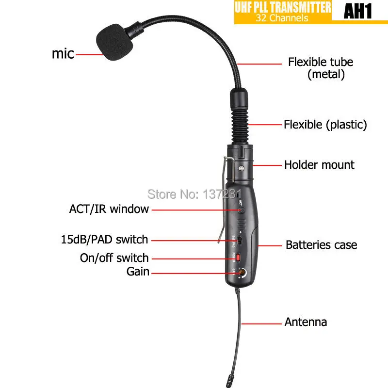 

new OKMIC ONLY AH1 Microphones+MJ-8 Clip UHF 830-842MHz Musical Instrument Saxe Trumpet Saxophone Mic (No OK-8R receiver )