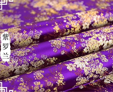 Красные золотые цветы, атласная ткань, имитирующая шелковую парчовая ткань, дамасский жаккард, одежда, обивка костюма, мебель tissu 72*50 см - Цвет: purple