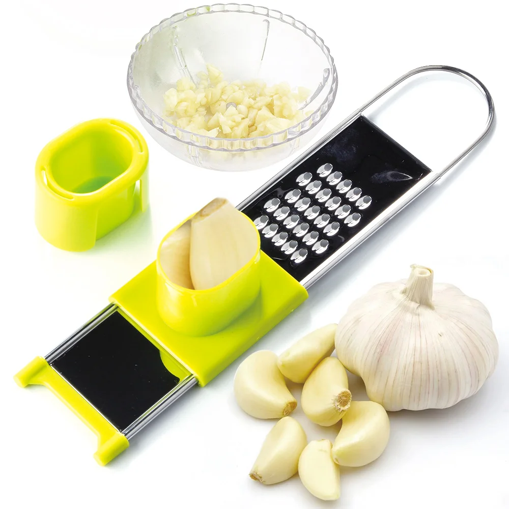 

1Pc Stainless Steel Garlic Press Cutter Multi-functional Grilled Ginger Garlic Grater Crusher Slicer Kitchen Gadgets