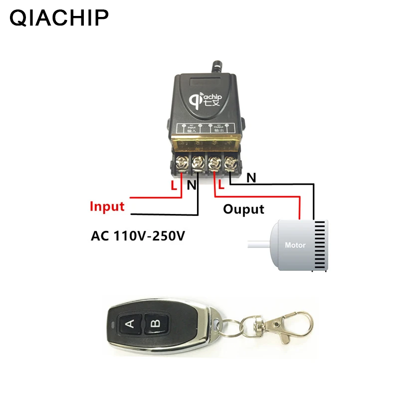 

QIACHIP 433Mhz Universal Wireless Remote Control Switch AC 110V 220V 30A Relay 1CH Receiver and RF 433 Mhz Remote Controller