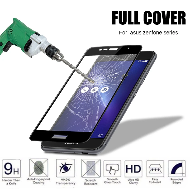 

Full Cover For asus zenfone 3 max Screen Protector Tempered Glass For 5 5z 4 3 Max Plus Laser Live Selfie ZE620KL ZS620KL Film