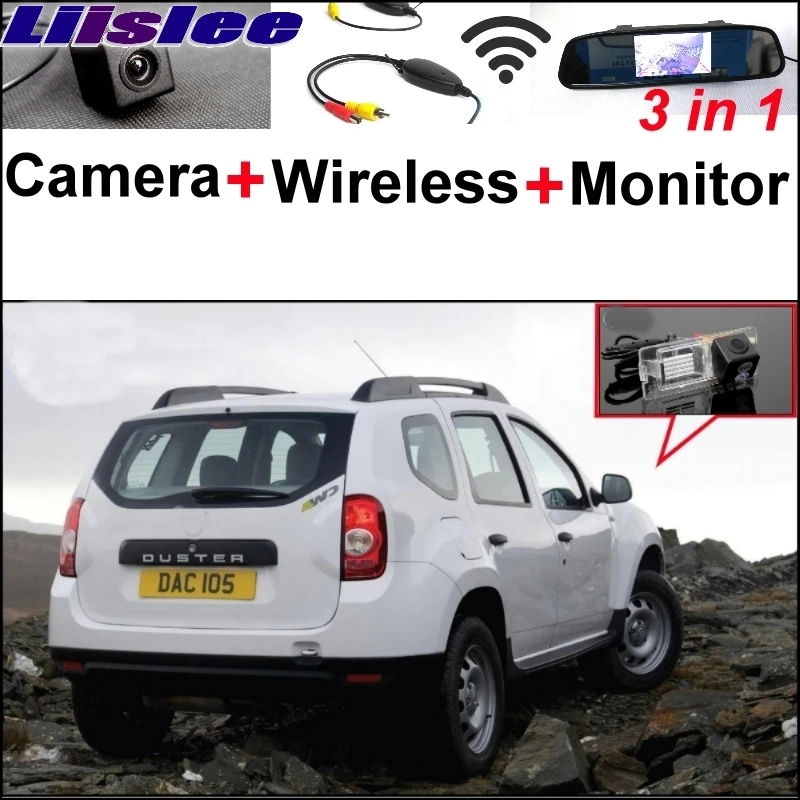 Liislee 3 in1 Special Camera + Wireless Receiver + Mirror Monitor EASY DIY Back Up Parking System For Renault Duster 2010~2017 liislee for renault samsung qm5 3 in1 special rear view camera wireless receiver mirror monitor easy back parking system